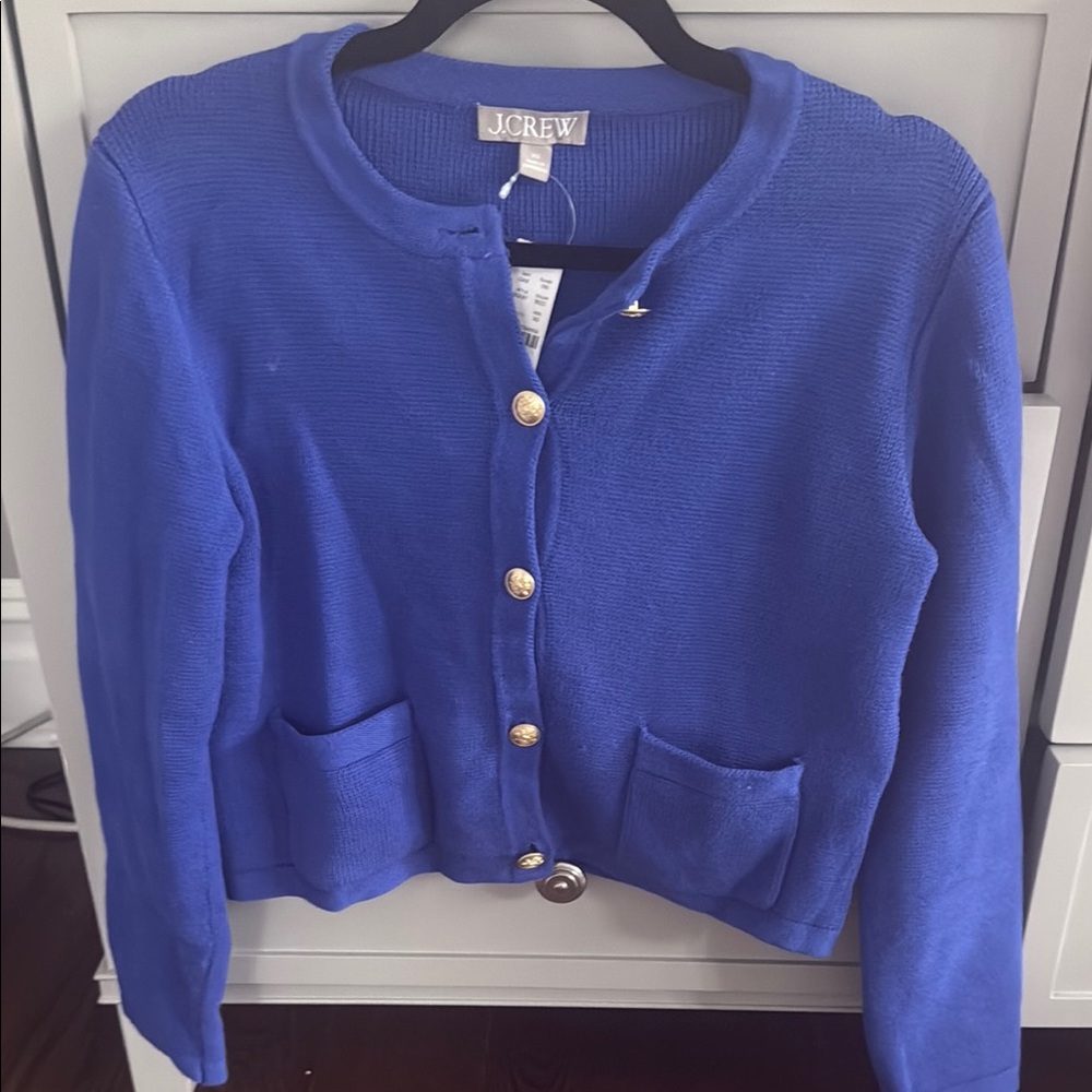 J. Crew Blue Cropped Cardigan Sweater